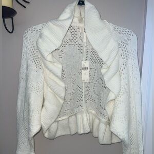 Anthropology cropped white cardigan, NWT,